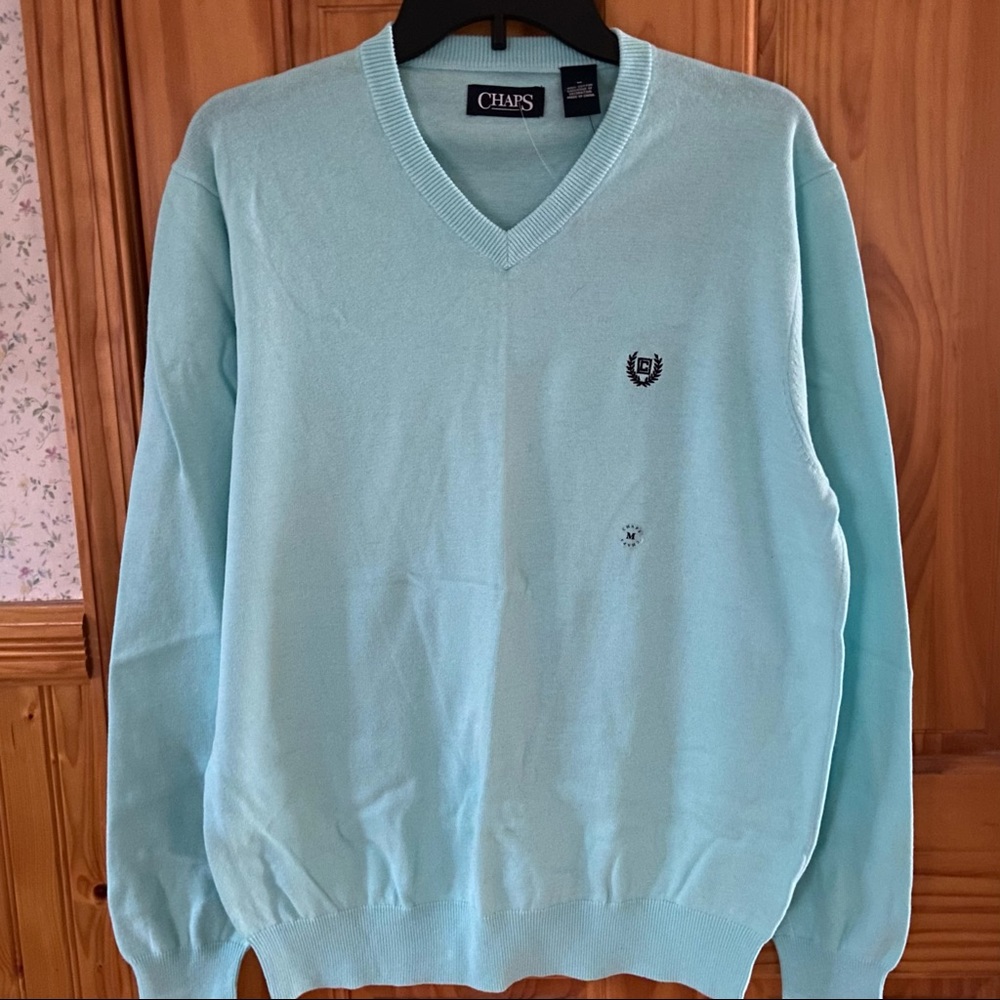NWT Chaps Blue V-Neck Sweater